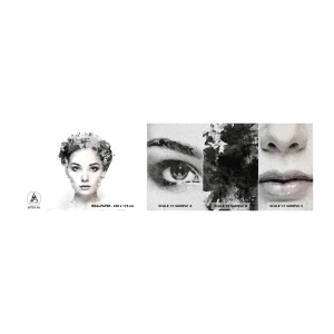 Échantillon de Papier Peint Premium Sand - Un portrait extrêmement stylé - Visage de femme, Femme, Abstraction - 100x30 cm