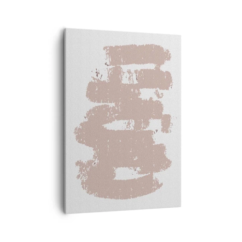 Impression sur toile - Image sur toile - Formes roses douces sur fond clair - 50x70cm - Abstraction en rose tendre - Décoration murale moderne pour le salon et la chambre ARTTOR