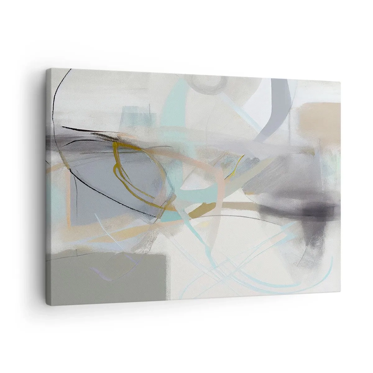 Impression sur toile - Image sur toile - Abstraction pastel aux lignes délicates - 70x50cm - Abstraction brumeuse - Décoration murale moderne pour le salon et la chambre ARTTOR