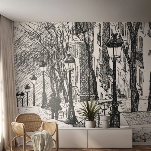 Papier peint sur mesure Standard Eco - Une histoire d'amour ou une histoire d'horreur ? - Montmartre, Architecture, Paris
