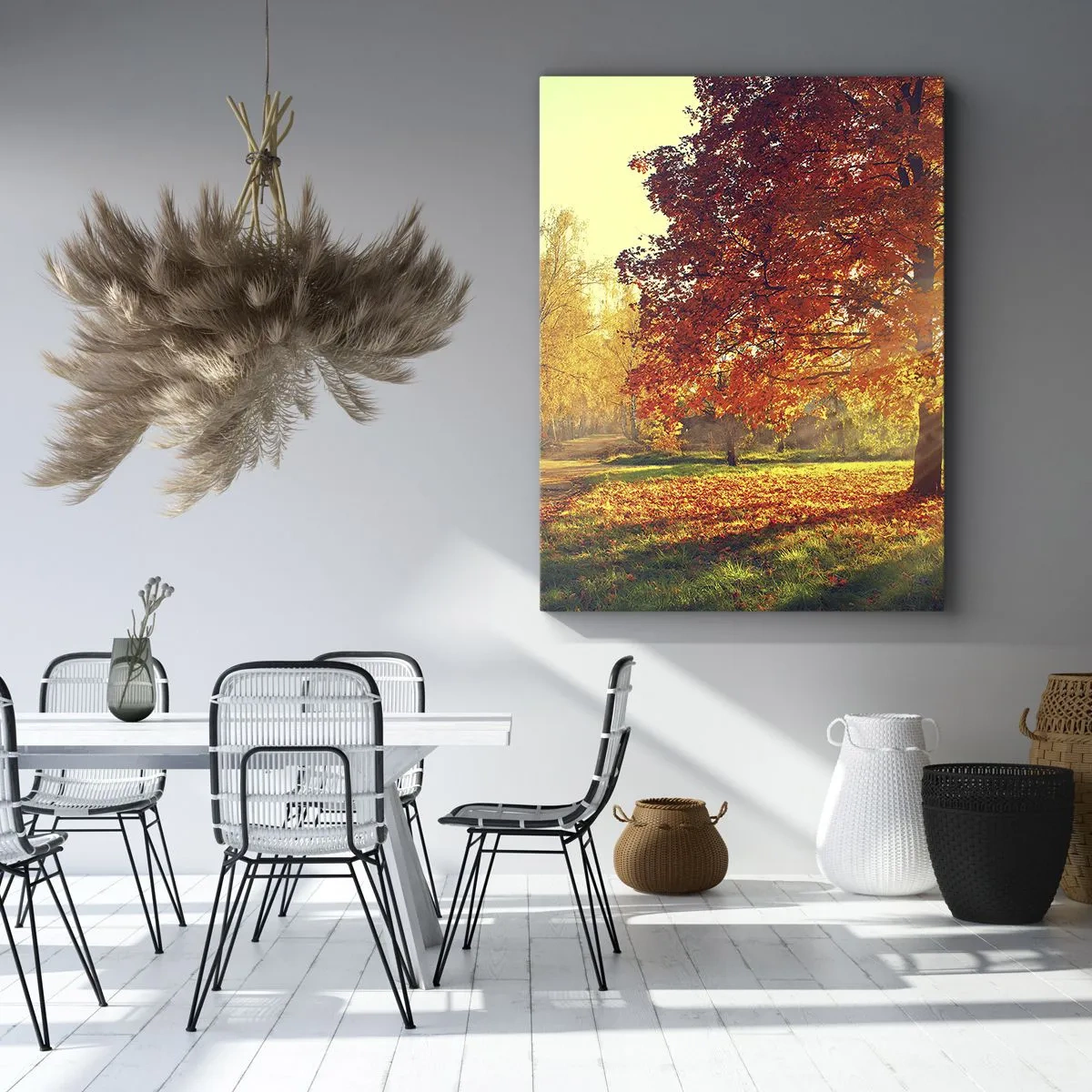 Impression sur toile - Image sur toile - Parc d'automne illuminé par la lumière du soleil - 50x70cm - Le roux est beau - Décoration murale moderne pour le salon et la chambre ARTTOR