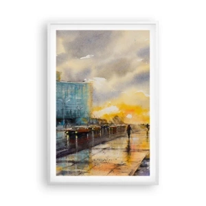Affiche dans un cadre blanc - Poster - La vie sur le rivage - 61x91 cm