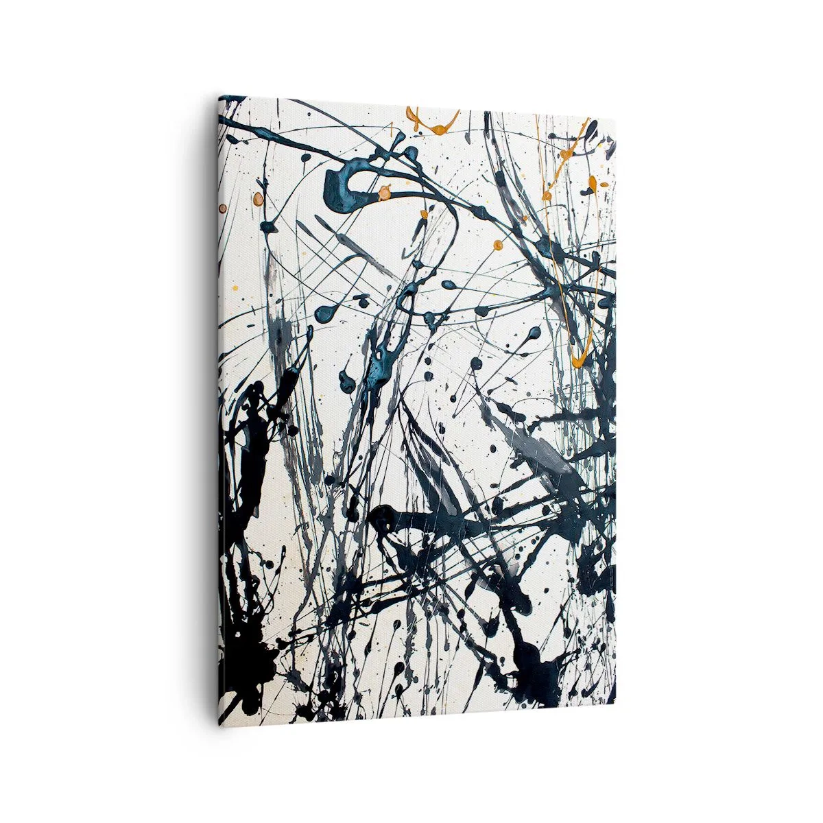 Impression sur toile - Image sur toile - Une peinture abstraite avec des éclaboussures de peinture dans des motifs dynamiques. - 50x70cm - Abstraction expressionniste - Décoration murale moderne pour le salon et la chambre ARTTOR