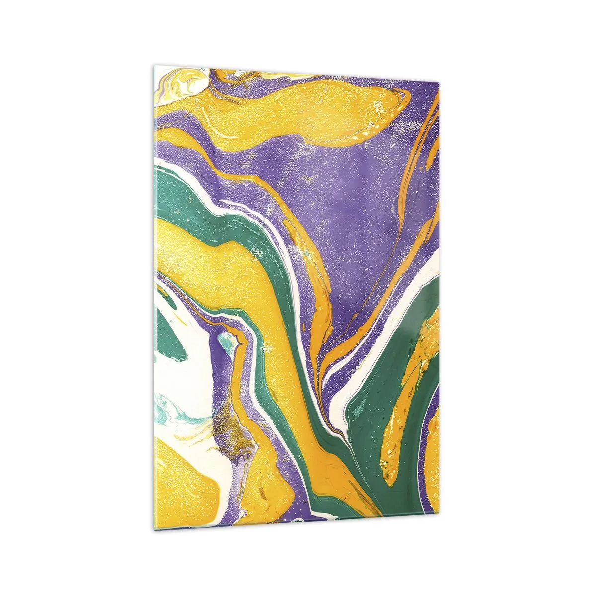 Impression sur verre - Image sur verre - Motif de marbre abstrait aux couleurs vives - 70x100cm - Ondes de couleur - Décoration murale moderne pour le salon et la chambre ARTTOR