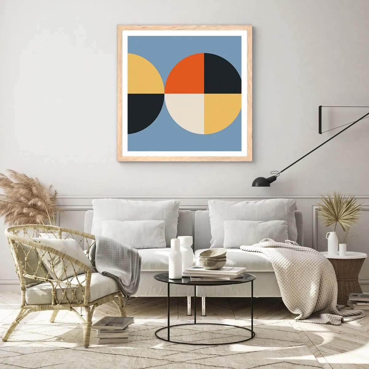 Affiche dans un chêne clair - Poster - Regarde et compte - 60x60 cm