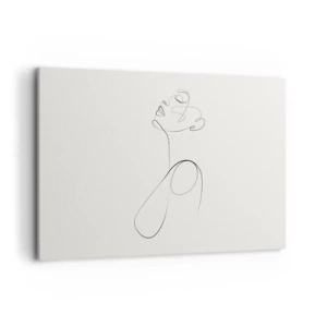 Impression sur toile - Image sur toile - Croquis de visage minimaliste au trait sur fond blanc - 120x80cm - En boucle dans les rêves - Décoration murale moderne pour le salon et la chambre ARTTOR
