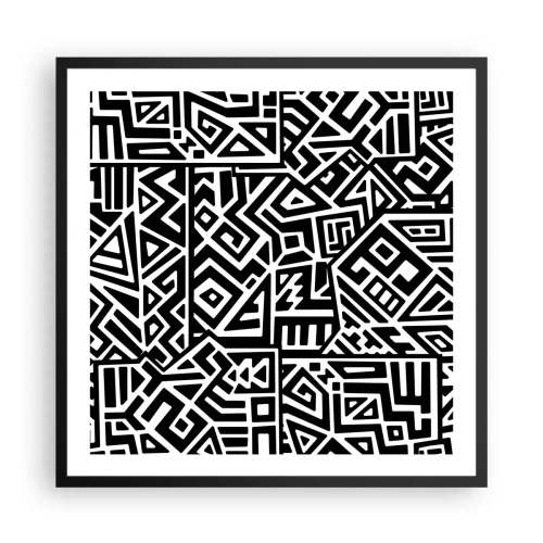 Affiche dans un cadre noir - Poster - Composition précolombienne - 60x60 cm