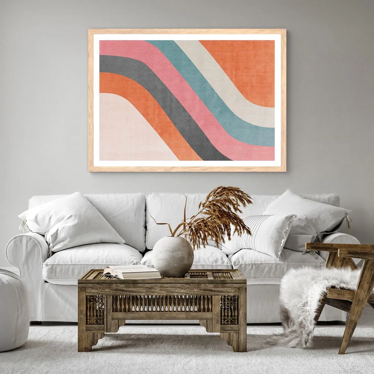 Affiche dans un chêne clair - Poster - Composition diagonale – mouvement - 40x30 cm