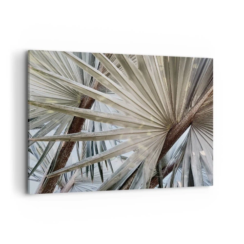 Impression sur toile - Image sur toile - Gros plan de feuilles de palmier dans des tons naturels de vert - 120x80cm - Evantail sous les tropiques - Décoration murale moderne pour le salon et la chambre ARTTOR