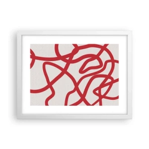 Affiche dans un cadre blanc - Poster - Rouge sur blanc - 40x30 cm