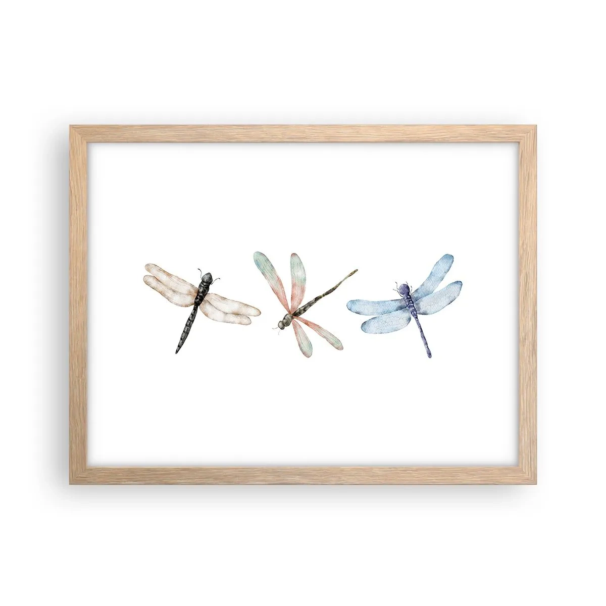 Affiche dans un chêne clair - Poster - Libellules en apesanteur - 40x30 cm