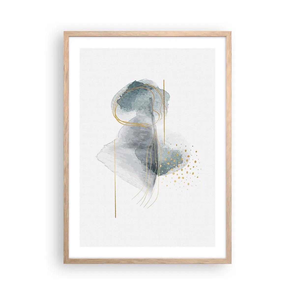 Affiche dans un chêne clair - Poster - À propos de la relation entre le gris et l'or - 50x70 cm
