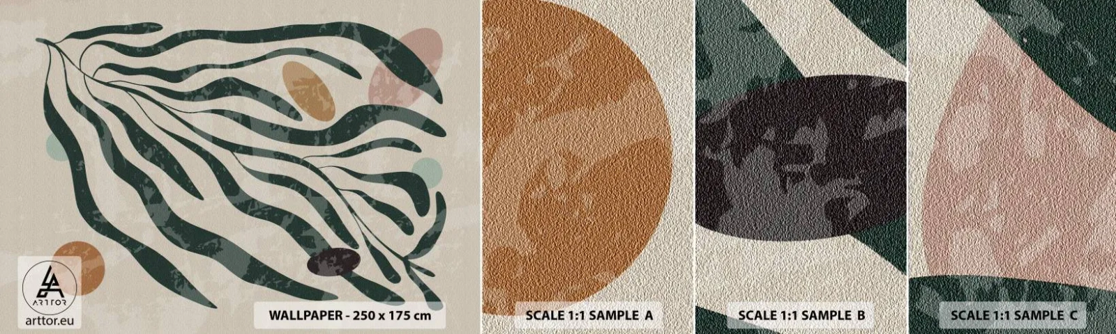 Échantillon De Papier Peint Standard Eco - Parmi la verdure - Bohème, Usine, Moderne - 100x30 cm