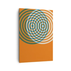 Impression sur toile - Image sur toile - Cercles concentriques sur fond orange - 70x100cm - Variation circulaire abstraite - Décoration murale moderne pour le salon et la chambre ARTTOR