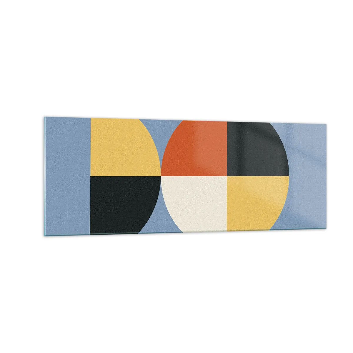 Impression sur verre - Image sur verre - Cercles géométriques sur fond bleu - 140x50cm - Regarde et compte - Décoration murale moderne pour le salon et la chambre ARTTOR