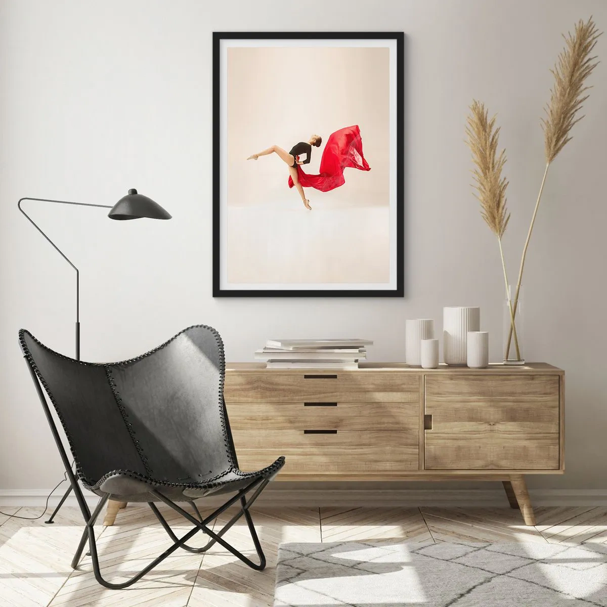 Affiche dans un cadre noir - Poster - Rouge et noir - 40x50 cm