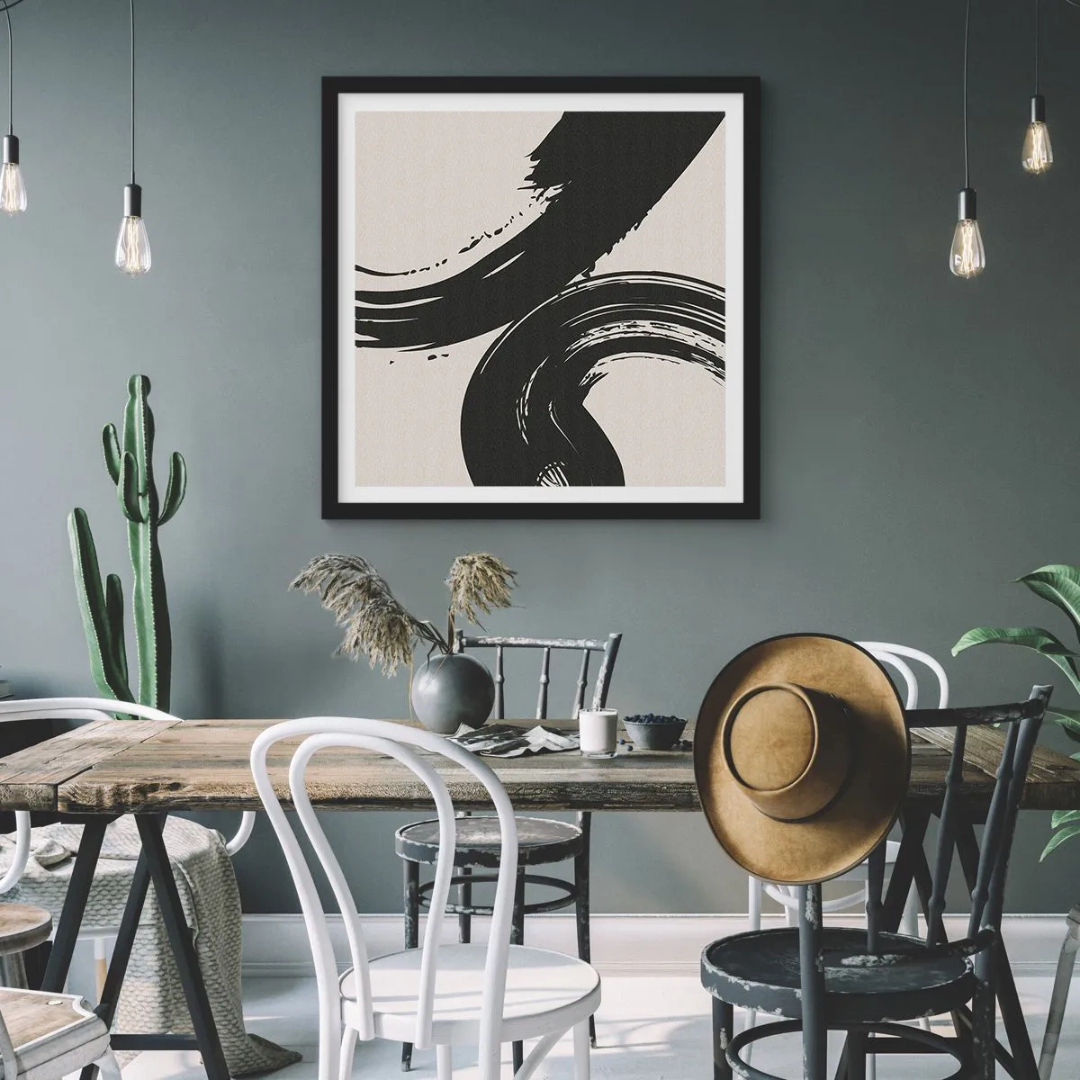 Affiche dans un cadre noir - Poster - Balayage circulaire - 40x40 cm