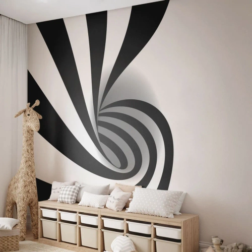 Papier Peint Autocollant Deluxe Sticker - Et pourtant ça tourne - Abstraction, Graphique, Noir et blanc - 150x105 cm