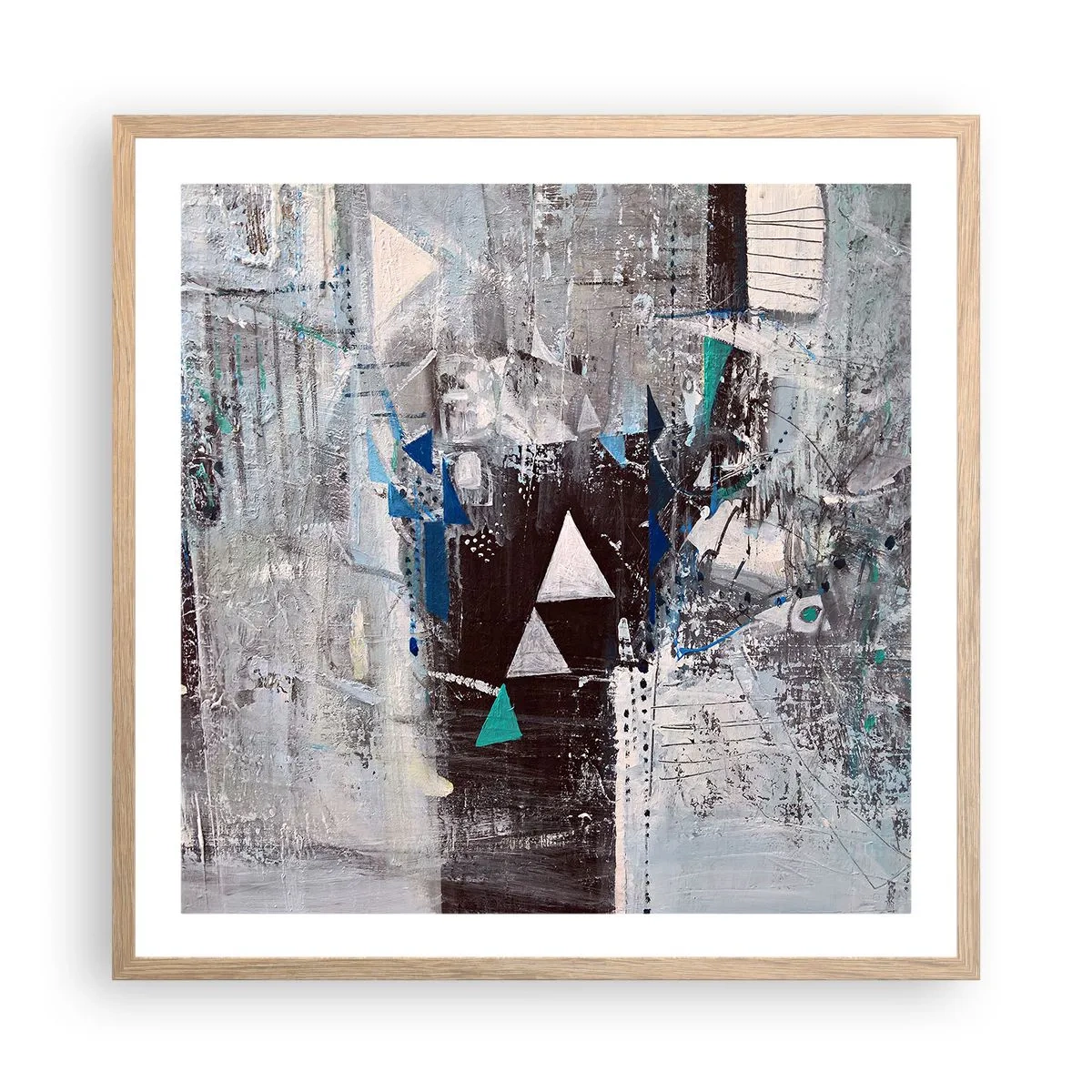 Affiche dans un chêne clair - Poster - Ordre prioritaire des triangles - 60x60 cm