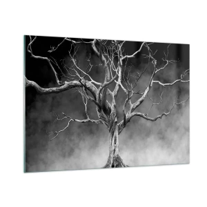 Impression sur verre - Image sur verre - Arbre noir contre le brouillard - 100x70cm - Primordial et sacré - Décoration murale moderne pour le salon et la chambre ARTTOR
