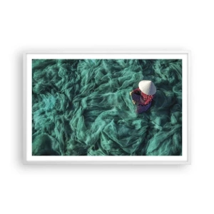 Affiche dans un cadre blanc - Poster - Dans une mer de filet - 91x61 cm