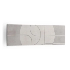 Impression sur toile - Image sur toile - Motif géométrique dans les tons de gris et de blanc - 160x50cm - Circulaire et tout droit - Décoration murale moderne pour le salon et la chambre ARTTOR