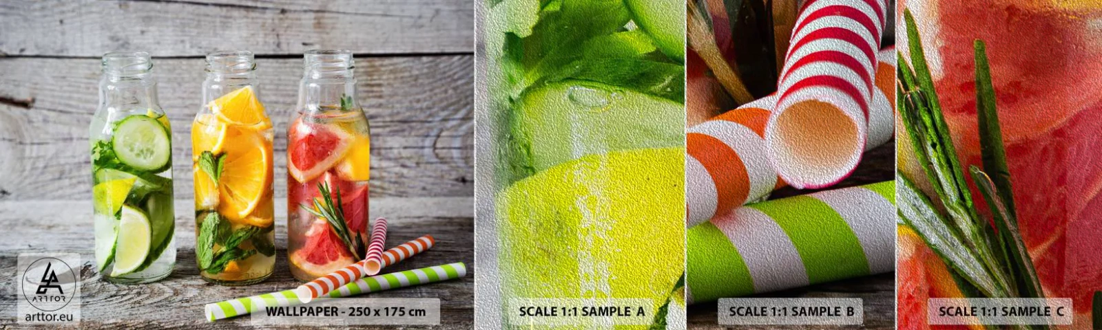 Échantillon de Papier Peint Premium Sand - Sain par nature - La gastronomie, Boisson fruitée, Fruit - 100x30 cm