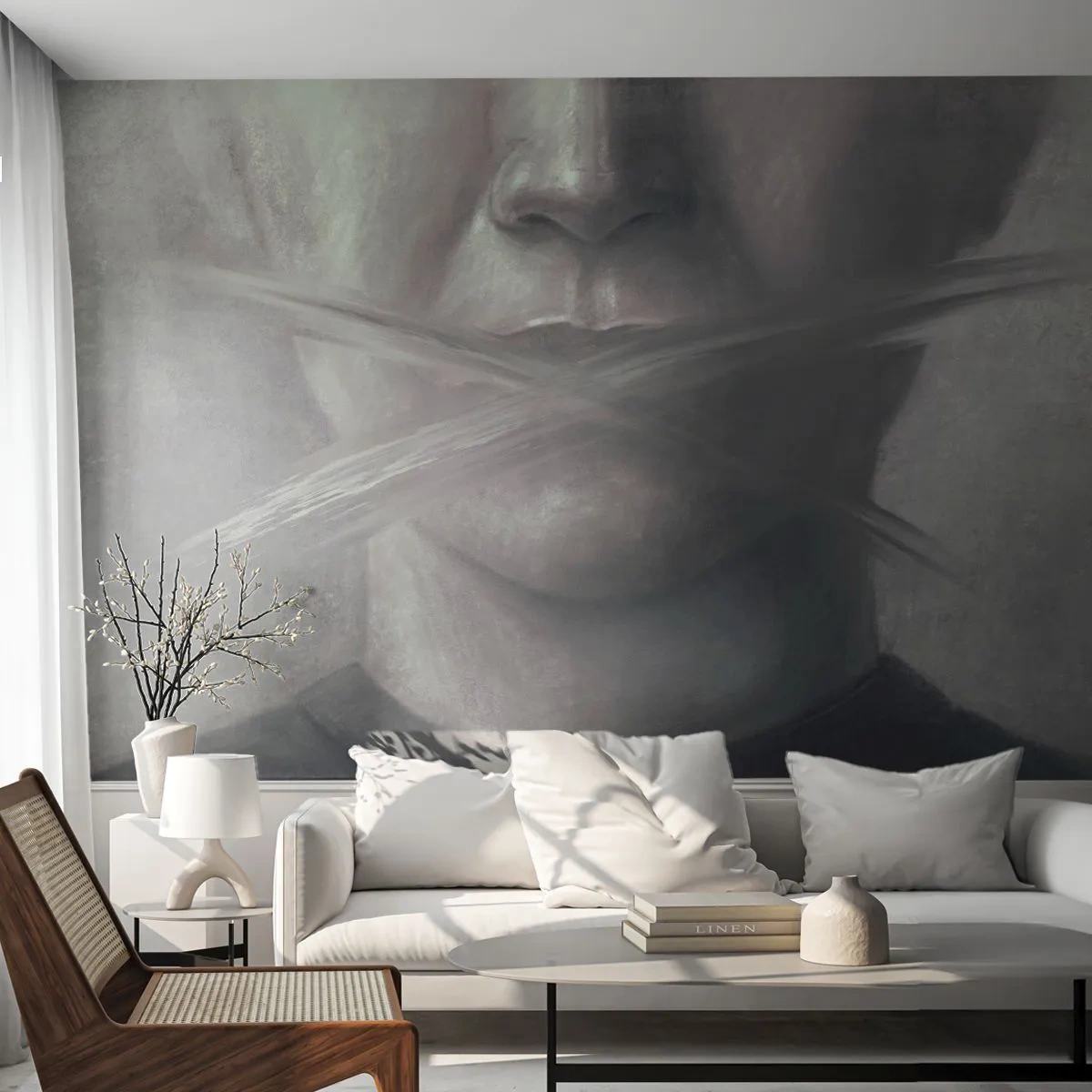 Papier Peint Photo Premium Canvas - Sans mot - Abstraction, Graphique, Affronter - 250x175 cm