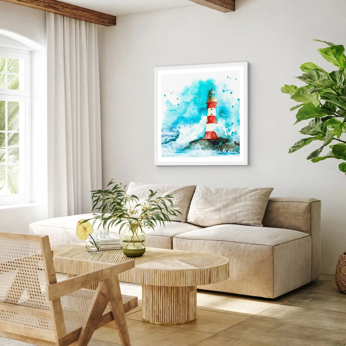 Affiche dans un cadre blanc - Poster - Unité des éléments - 60x60 cm