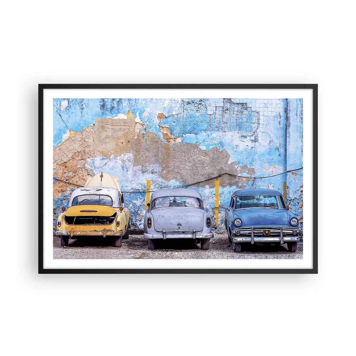 Affiche dans un cadre noir - Poster - Rencontre de vétérans - 91x61 cm