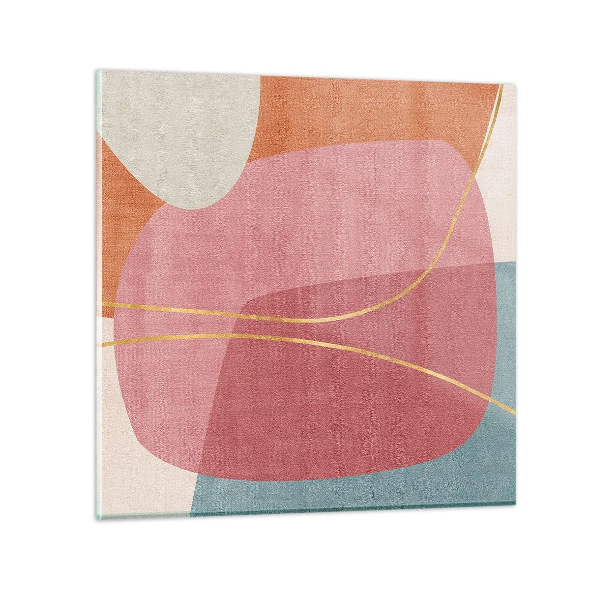 Impression sur verre - Image sur verre - Composition pastel au fil d'or - 50x50 cm