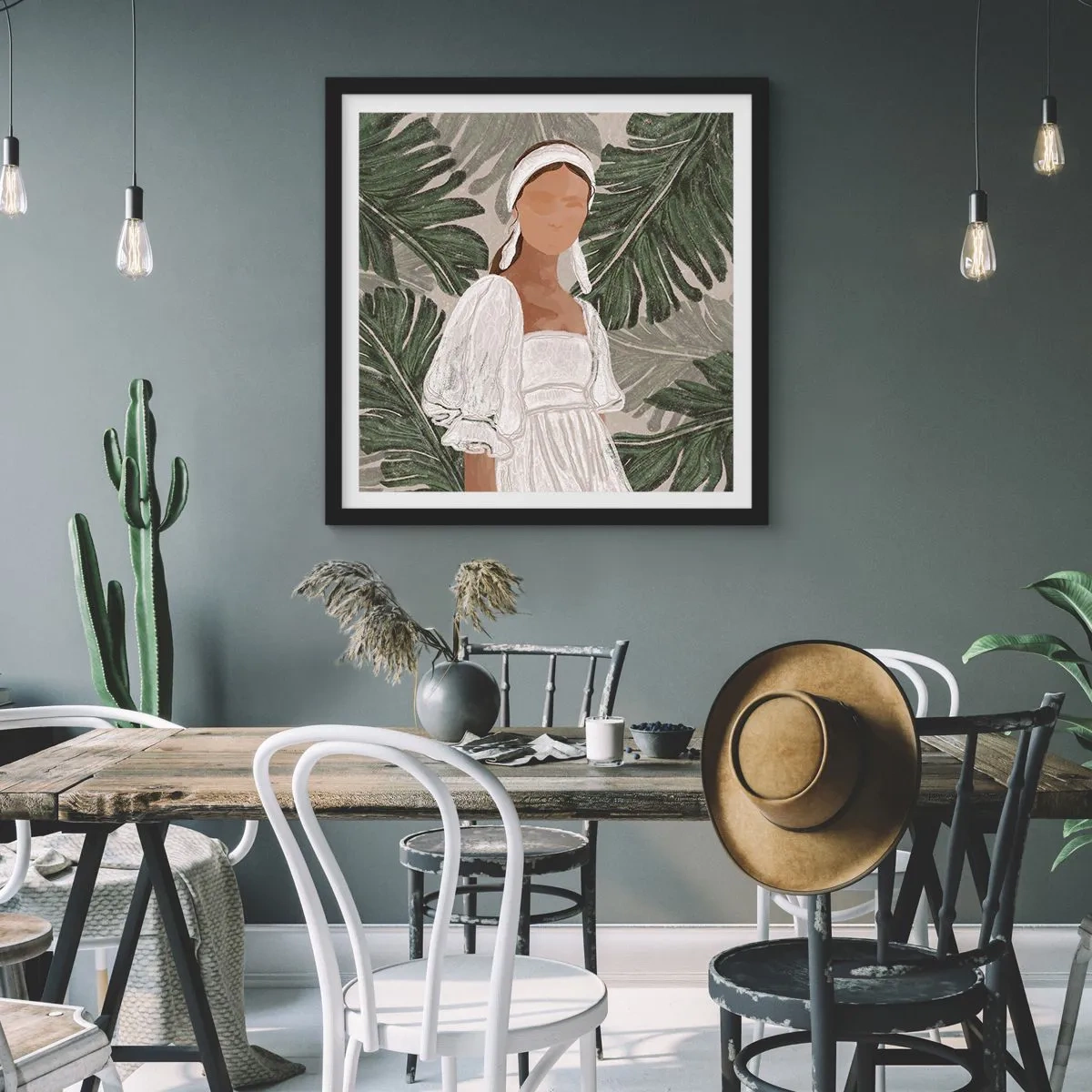 Affiche dans un cadre noir - Poster - Portrait exotique - 40x40 cm