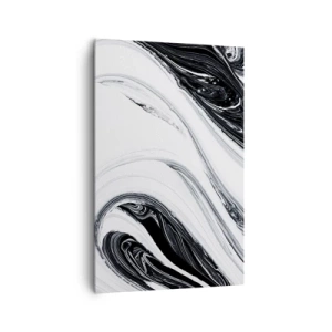 Impression sur toile - Image sur toile - Abstraction en noir et blanc avec des lignes et des tourbillons dynamiques - 80x120cm - Une combinaison d'opposés - Décoration murale moderne pour le salon et la chambre ARTTOR