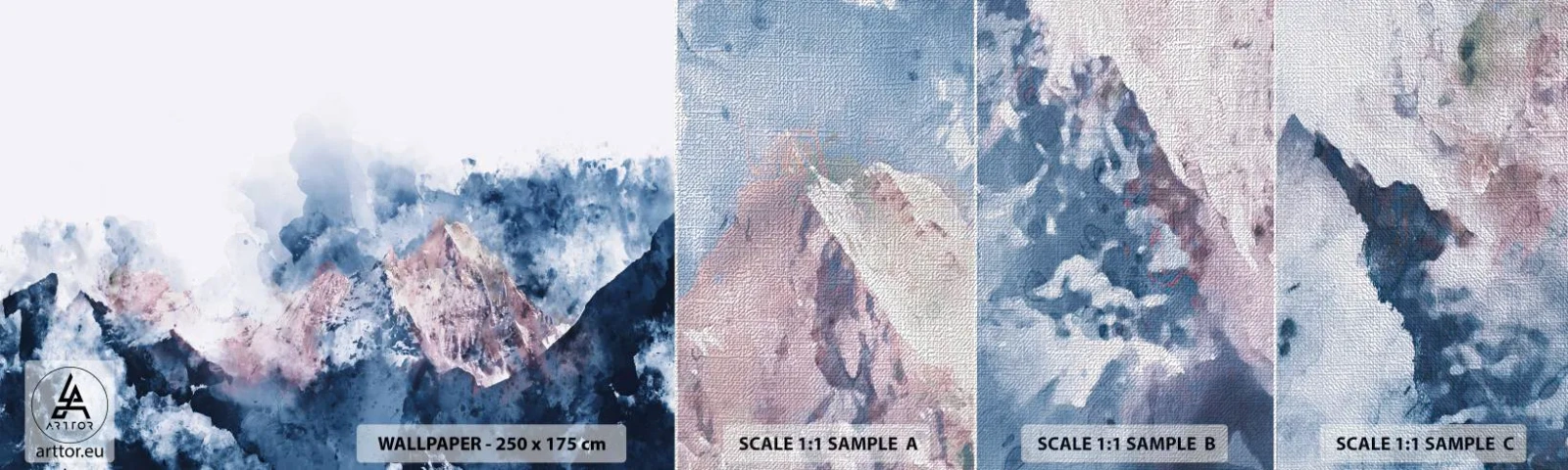 Échantillon de Papier Peint Premium Canvas - Ce sont des sommets ! - Abstraction, Morceau, Montagnes - 100x30 cm