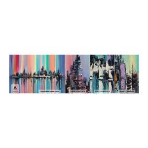 Échantillon de Papier Peint Premium Sand - Noyé par la lumière de la nuit - Ville, Architecture, Rivière - 100x30 cm