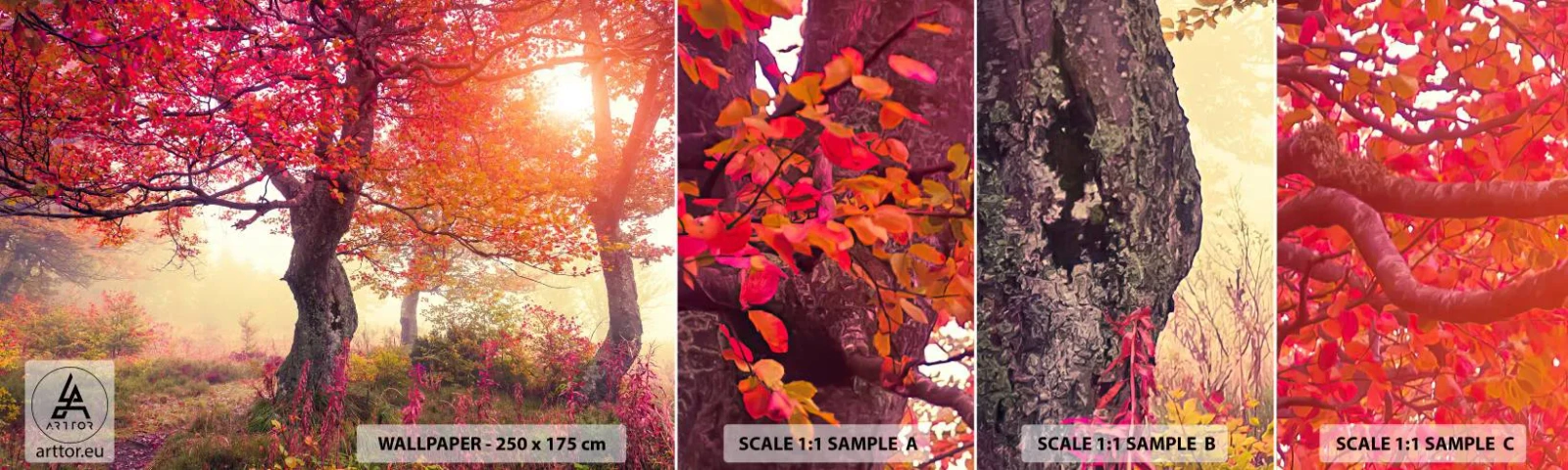 Échantillon De Papier Peint Standard Eco - Frénésie de floraison - Paysage, Parc, Fleurs - 100x30 cm