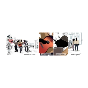 Échantillon de Papier Peint Autocollant Deluxe Sticker - Musique de rue - Musique, Guitare, Groupe - 100x30 cm