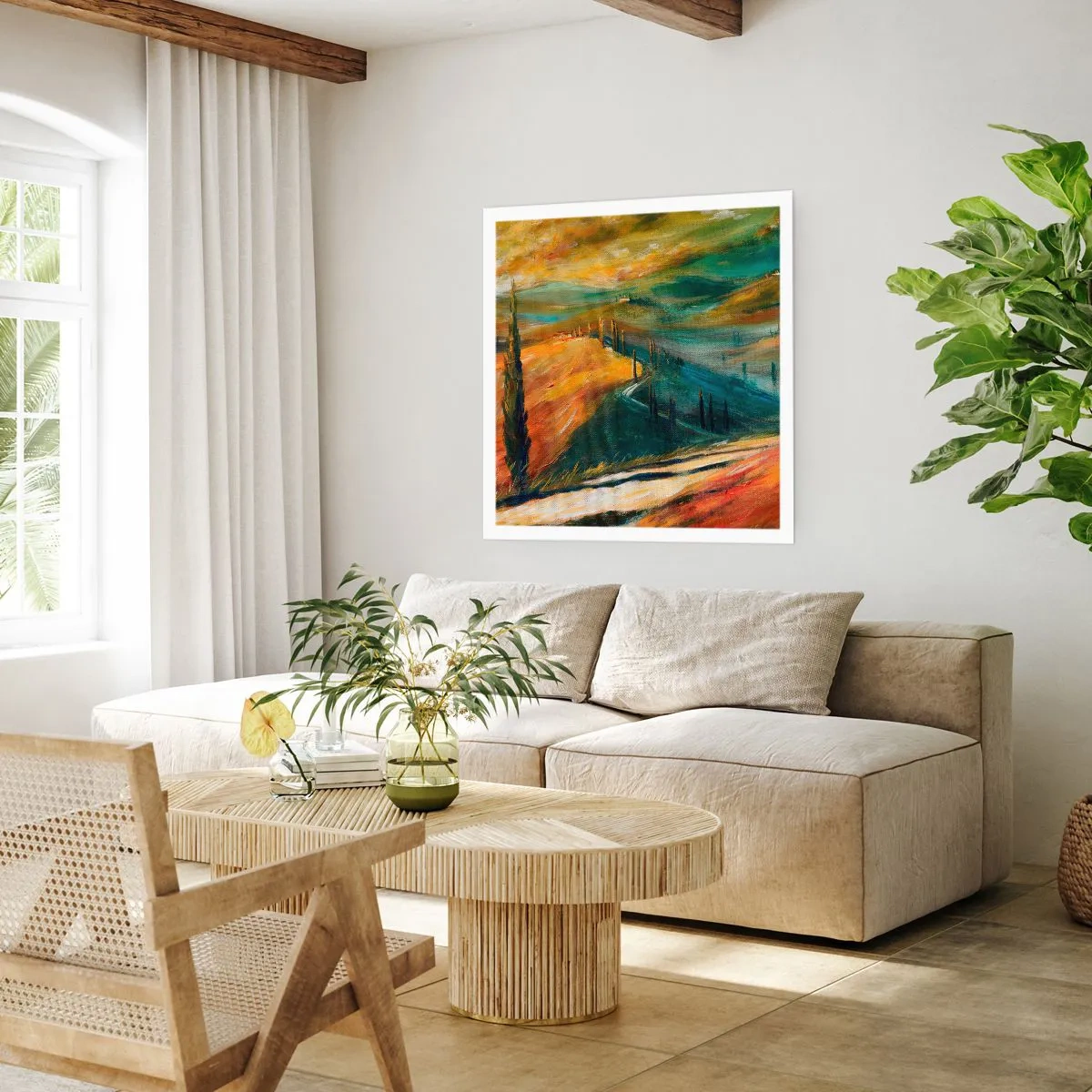 Affiche - Poster - paysage toscan - 40x40 cm