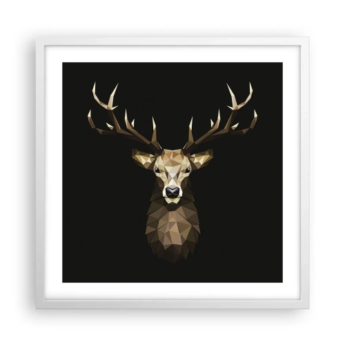 Affiche dans un cadre blanc - Poster - Cerf cubique - 50x50 cm