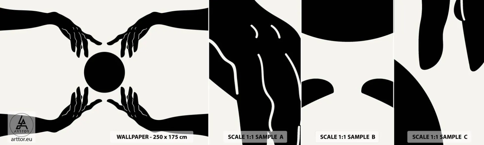 Échantillon De Papier Peint Standard Eco - Signe secret - Mains, Balle, Mains - 100x30 cm