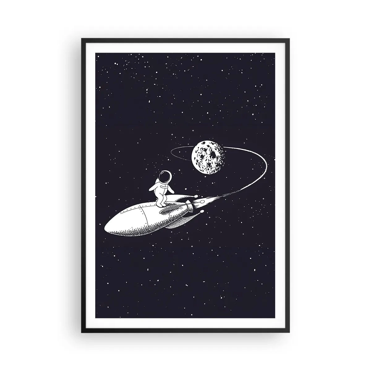 Affiche dans un cadre noir - Poster - Surfeur de l'espace - 70x100 cm