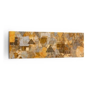 Impression sur toile - Image sur toile - Motifs géométriques abstraits dans des tons dorés - 160x50cm - Le monde en forme - Décoration murale moderne pour le salon et la chambre ARTTOR
