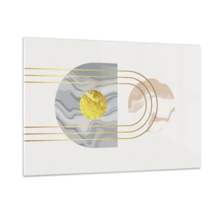 Impression sur verre - Image sur verre - Peinture abstraite en or et gris - 120x80cm - Clareté et brillance - Décoration murale moderne pour le salon et la chambre ARTTOR