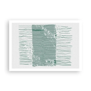 Affiche - Poster - Motif géométrique dans les tons vert mer et blanc - 100x70cm - Abstraction de la mer - Décoration murale moderne pour le salon et la chambre ARTTOR
