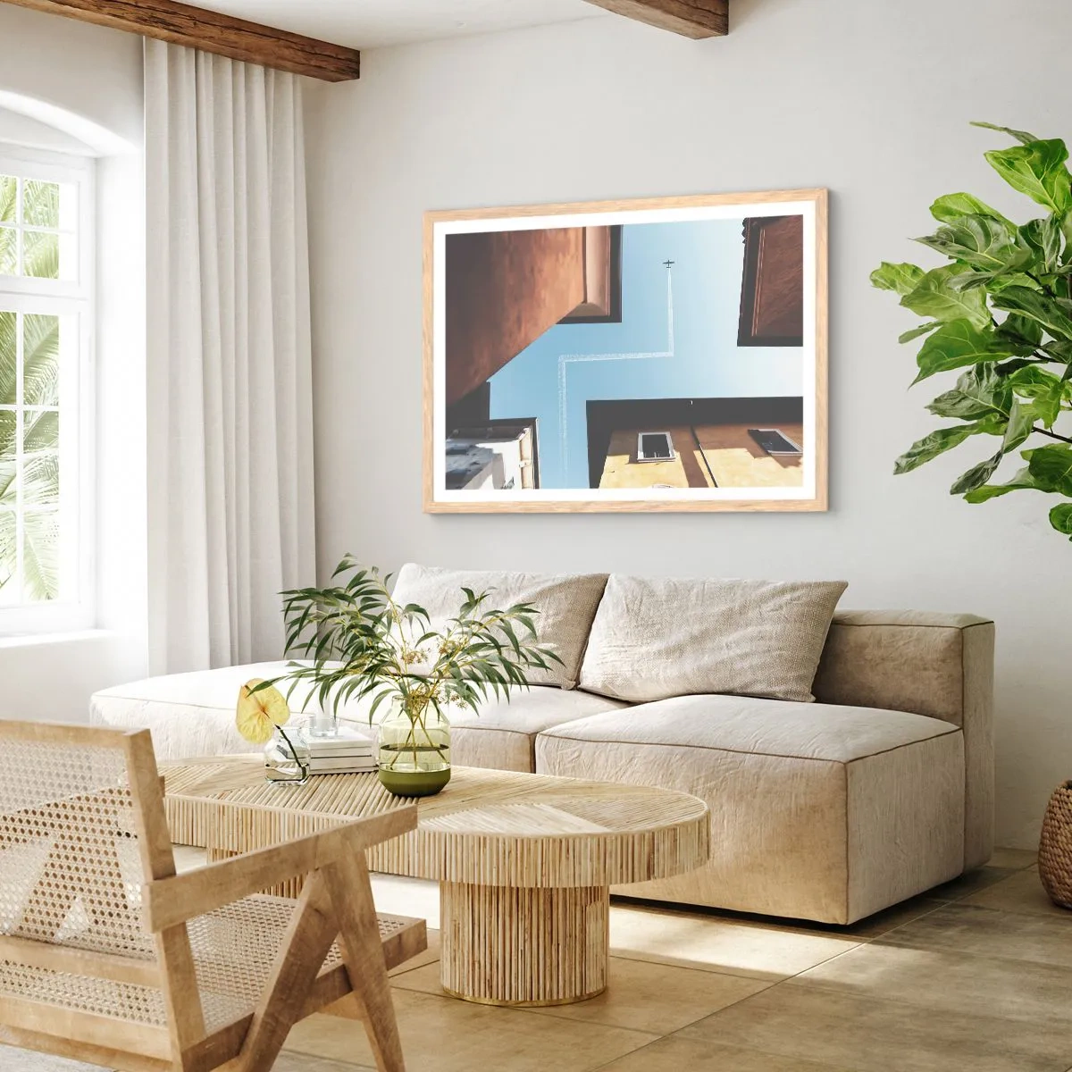 Affiche dans un chêne clair - Poster - Au-dessus du labyrinthe de la ville - 40x30 cm