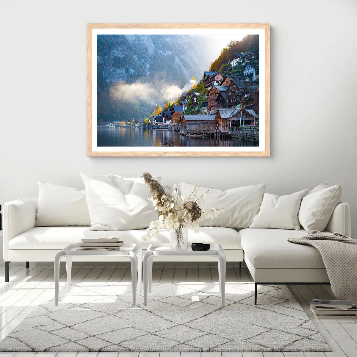 Affiche dans un chêne clair - Poster - Ambiance alpine - 91x61 cm