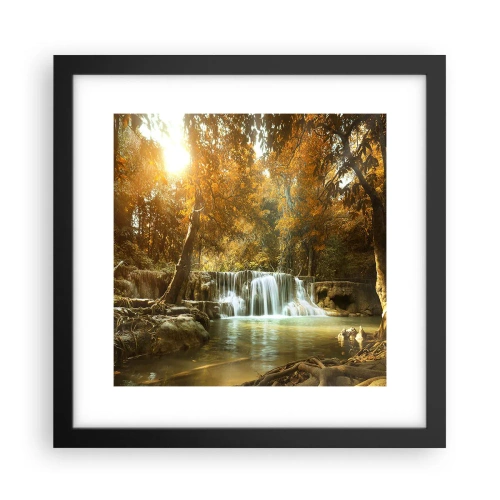 Affiche dans un cadre noir - Poster - Cascade du parc - 30x30 cm