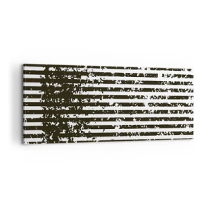 Impression sur toile - Image sur toile - Lignes abstraites avec un effet vieilli en noir et blanc - 120x50cm - Rythme et bruissement - Décoration murale moderne pour le salon et la chambre ARTTOR