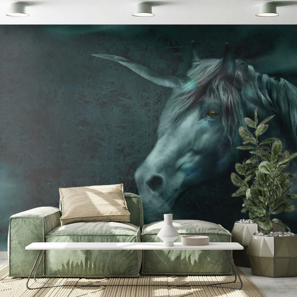 Papier Peint Autocollant Deluxe Sticker - Dans une forêt de conte de fées - Licorne, Fantaisie, Abstraction - 250x175 cm