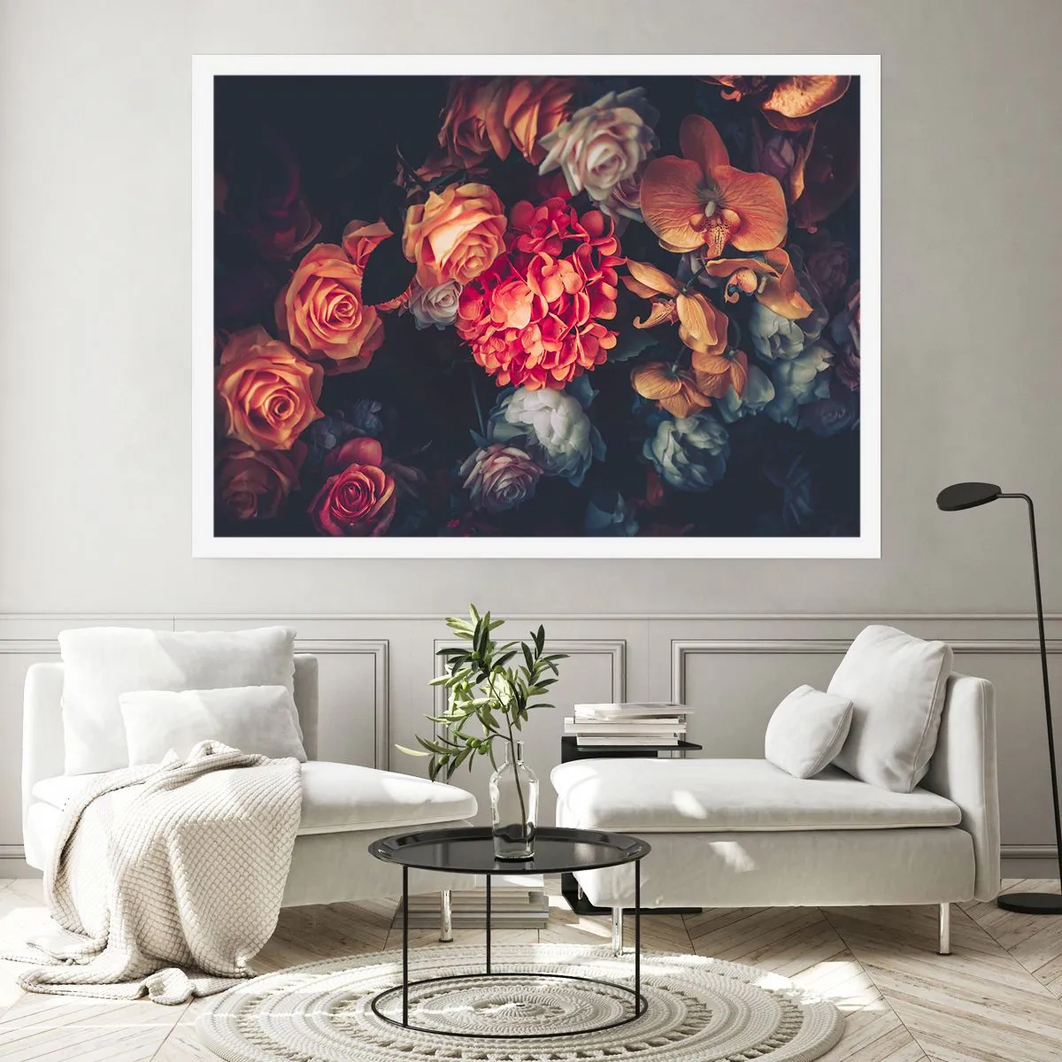 Affiche - Poster - Un bouquet de fleurs variées aux tons sombres - 100x70cm - Comme chez les maîtres hollandais - Décoration murale moderne pour le salon et la chambre ARTTOR